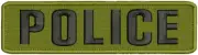 POLICE embroidery patches 2x8 hook on back od green letters black