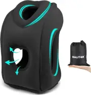 Inflatable Neck Pillow for Long Flight Traveling - Black