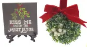 Kiss Me Under The Mistletoe Drink Coaster & Easel Christmas Ornament Lot Gift