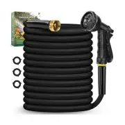 Garden Hose 100FT, Non-Expanding, Lightweight Hose, Leak-Proof Metal Interfac...