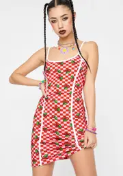 [NGOrder] Pink Cherry Checkerboard Dress