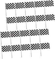 Mipcase 25pcs Race Car Party Decoration Small Checkered Flags Sticks for Birthday Celebrations Durable and Lightweight Handheld Flags for Racing Theme Events