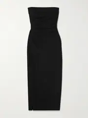 [Proenza Schouler] Proenza Schouler - Shira Draped Strapless Crepe Midi Dress - Black - US14 US 14 Black