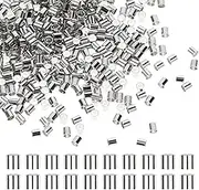 500 Pcs Crimp Beads Brass Crimp Tubes Crimping Beads Jewelry Crimp Bead Stopper Loose Spacer Beads Cord Ends for Earring Necklace Pendant Jewelry Making (White K)