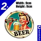 VB Beer Round Rustic Pin Up Girl , Bar Fridge, Damaged, Rusted style Sticker
