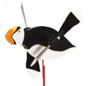 Amish Crafted Whirlybird Whirligig Garden Stake Wind Spinner - Puffin