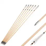 6/12pcs 31inch Wooden Arrows for Traditional Bow Longbow Target Accessories