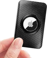 [Mucuty] for Apple Airtag Wallet Holder 1 Pack, Ultra Thin Insert Card Case for Apple Air Tag, Carbon Fiber Airtag Card Holder for Purse, Backpack Wallet, Handbag, Clutch Bag - Black