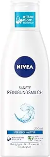 NIVEA Gentle cleansing milk for all skin types (200 ml), make-up remover cleans thoroughly, mild facial cleansing removes make-up and waterproof mascara