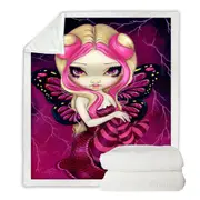 Pink Lightning Storm Clouds Blond Fairy Throw Blanket
