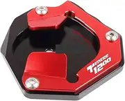 jiningqiuguodianzi Motorcycle Kickstand Enlarge Extension Pad Foot Side Stand Plate Compatible with Super Tenere 1200 Z ZE 17-22(Red-with Logo)