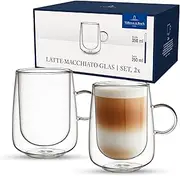 [Villeroy & Boch] Artesano Hot & Cold Beverages Latte Macchiato Glass, Set of 2, Double-Walled Glasses for Cold and Hot Drinks, 250 ml, Borosilicate Glass, Dishwasher Safe, Microwave Safe