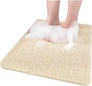 Non-Slip Shower Mat Bathtub Mat for Bath Tub,Anti Slip Bath Tub Mat,Floor Mat,Soft PVC Loofah Bathroom Mats,Foot Scrubber Mat,Quick Drying Easy Cleaning Mats for Wet Areas (Beige, 40cm * 60cm)