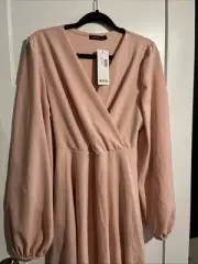 NWT boohoo Plus Belted Wrap Skater Blush Size 16