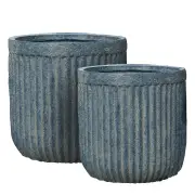 [Florabelle Living] Pleat Large Planters Set of Two Charcoal