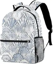 [Generic] Sea Shell Japanese Waves Backpack Students Shoulder Bags Travel Bag College School Tote Backpacks for Women Men Kids Teen Girls Boys