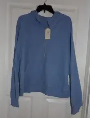 NWT Womens Pullover 1/4 Zip Hoodie Jacket Shirt Size XXL Blue Stretch