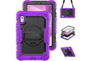 Lenovo Tab M9 HD 9 inch (TB-310FU) 2023 Case With Screen Protector 360 Rotating Hand Strap Stand & Shoulder Strap-Purple&Black
