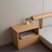 北歐實木床頭櫃小型輕奢日式簡約免安裝單抽屜床邊收納儲物櫃整裝免運T