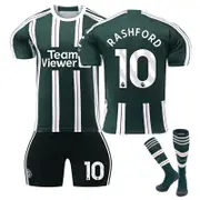 Beakey Red Devil Man Utd Away Jersey RASHFORD #10 Soccer Jersey Kids Adult 3Pcs Jersey Kits