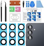 3 Pack Galaxy S25 Plus Back Rear Camera Lens Glass Replacement, Back Camera Lens with Tempered-Glass Lens Protector for Samsung S25 Plus, Included Instruction Manual, Toolkit