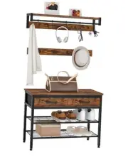 Hall Tree, Coat Rack with Shoe Bench, Hall Tree with Bench and Shoe Storage,