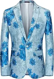 [SWJGLITTR] Mens Jacquard Dress Suit Jacket Floral One Button Dinner Blazer Slim Fitted Business Wedding Tuxedo