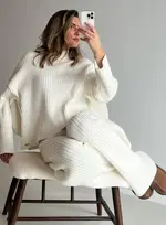 [aim'n] Off White Rib Knit Sweater