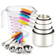 Measuring Cups and Spoons Set 11 Piece. Includes 10 Stainless Steel Measuring...