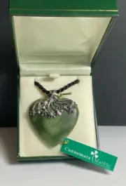 Connemara Marble STERLING SILVER 18" Heart Charm NECKLACE-J.C. WALSH Ireland