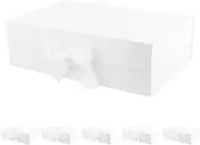 MALICPLUS 6 Large Gift Boxes with Ribbons 34x22.5x10 CM, White Gift Boxes with Lids, Bridesmaid Proposal Boxes, Magnetic Gift Boxes, Luxury Gift Boxes for presents (Glossy White)