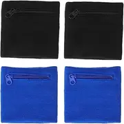 BESPORTBLE 4pcs Sports Wristband Zipper Workout Wallet Gym Wrist Bag Breathable Pocket Sweatband Wrist Wallet for Sports