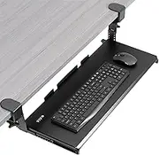 VIVO Large Height Adjustable Under Desk Keyboard Tray, C-clamp Mount System, 27 (33 Including Clamps) x 11 inch Slide-Out Platform Computer Drawer for Typing, Black, MOUNT-KB05HB