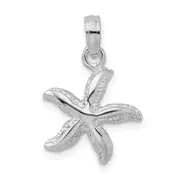 Sterling Silver De-Ani Rhodium-Plated Polished And Textured Small Starfish Pendant