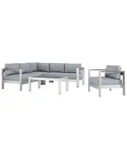Modway Shore 5-Piece Outdoor Patio Sectional Sofa Set NoSize Silver