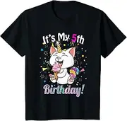 [X.Style] Kids It's My 5th (Caticorn) Unicorn Birthday Girl T-Shirt ds1080 T-Shirt (S) Black