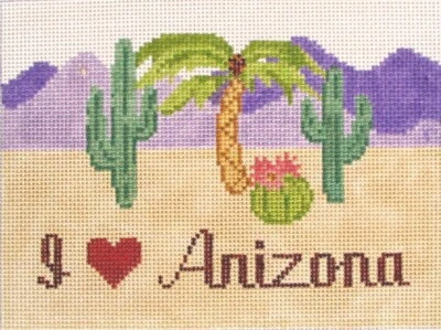 I Love Arizona Hand Painted Needlepoint Canvas