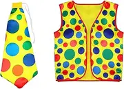 Peakloong 2 Pack Clown Costume Set Clown Wig Nose Vest for Cheer Halloween Cosplay Parties Carnivals Dress Up