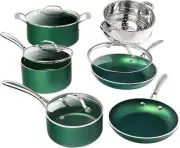 Granite Stone 7386 Emerald Collection Pots and Pans Set, 10 Piece Cookware