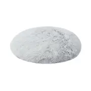 Charlies Round Shaggy Faux Fur Calming Pet Mat Arctic White