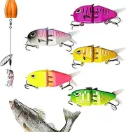 Saltwater Fishing Lures,5X Realistic Fishing Tackle with Hooks - Slow Sinking Glide Bait for Bass Trout Crappie Walleye Pike Bluegill Salmon