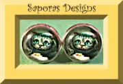 Cheshire The Cat Alice In Wonderland Theme Stud Earrings For Kids/Girls/Teens