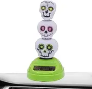 Solar Toys | 3 Skull Head Dashboard Statue - Weather-Resistant, Car Interior Accessories, Table Ornament for Indoor Bedroom Living Room Window Sill