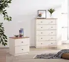 5 Chest of Drawers Tallboy Dresser and 2 Drawer Bedside Table Bedroom Sets