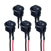 5Pcs Mini Round Rocker Switch 15mm ON Off Latching Toggle Switch SPST 2Pin 6A...