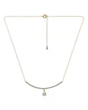 Aqua Cubic Zirconia Pear Shape Charm & Pave Bar Statement Necklace in 18K Gold Plated Sterling Silver, 16-18 - Exclusive