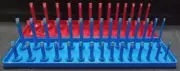Hansen 2 Pc Socket Tray 3/8" Metric & 3/8" SAE Tool Rack Holders Red & Blue USA