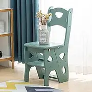 Wooden Step Ladder Chair - Multi-Functional Folding Library Stairs Chair, 4-Step Climb, Shoe Bench, and Flower Rack for Home Kitchen Library