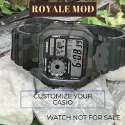 Mod Case & Strap for Casio Royale AE-1200 Dark Gray Camouflage WATCH NOT INCLUDE
