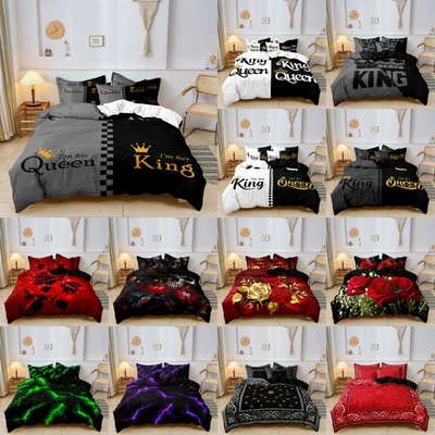 3Pc Queen & King Crown Mandala Doona Duvet Quilt Cover Bedding Set Single Double